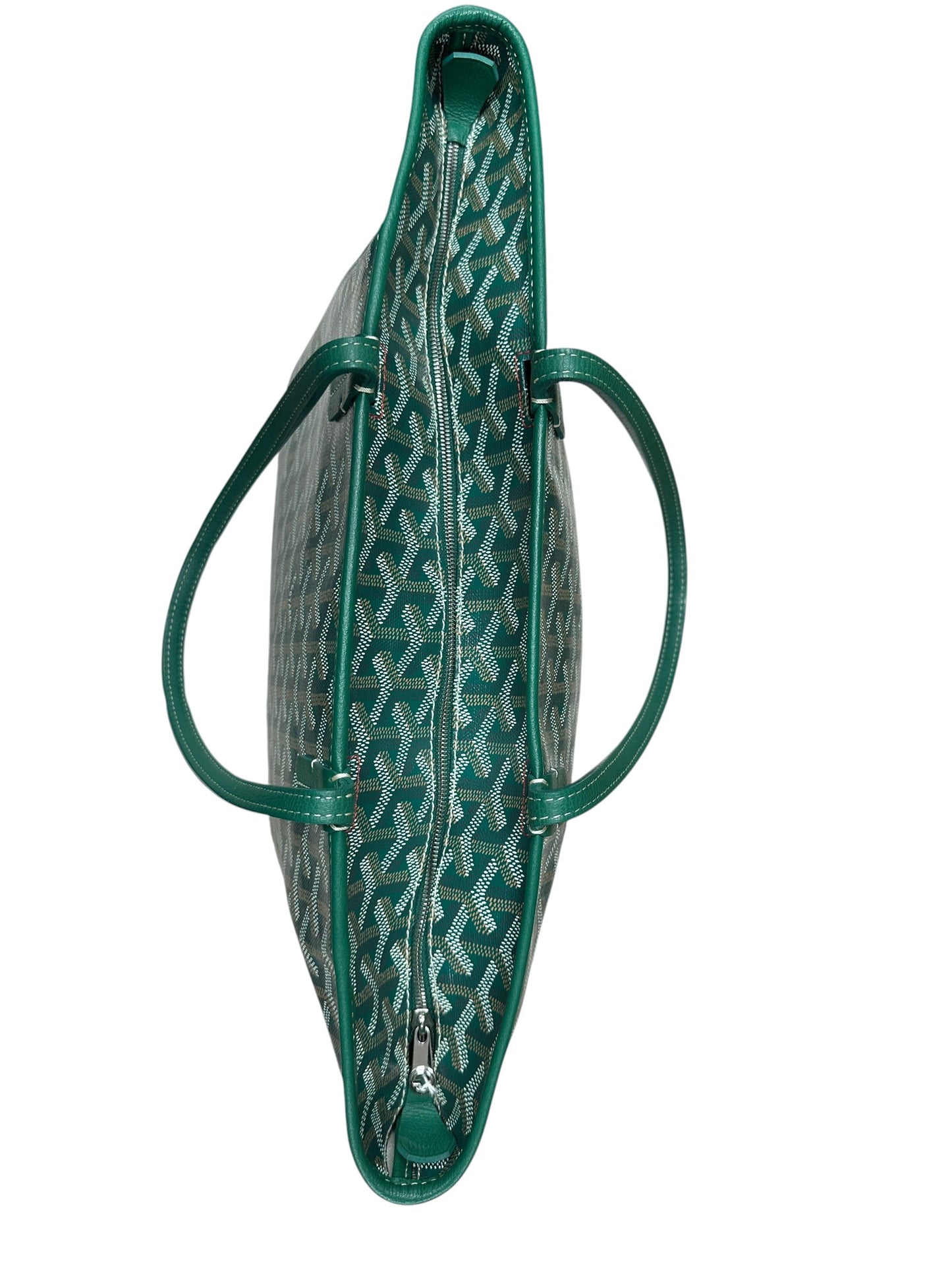 GOYARD Goyardine Artois MM Tote Bag Green Silver Hardware | Authentic Pre-Owned Luxury