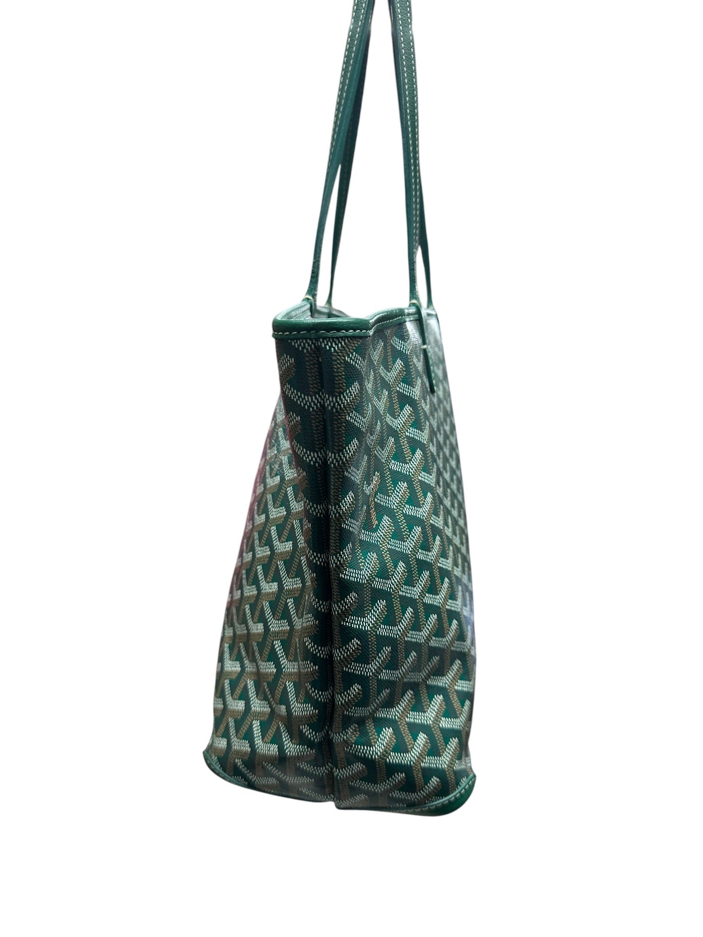 GOYARD Goyardine Artois MM Tote Bag Green Silver Hardware | Authentic Pre-Owned Luxury