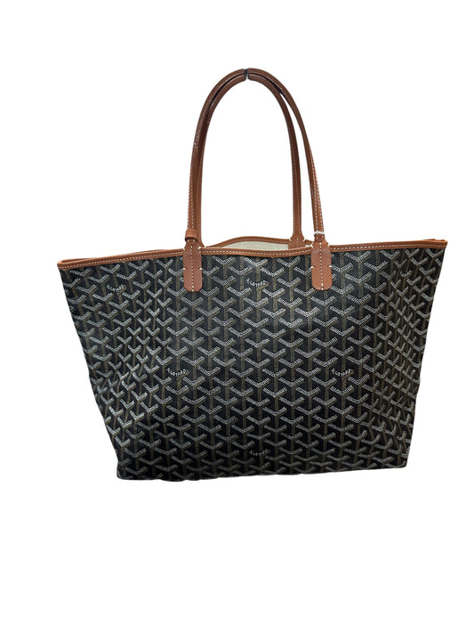 GOYARD Goyardine Saint Louis PM Tote Bag with Pouch Black | Authentic Pre-Owned Luxury