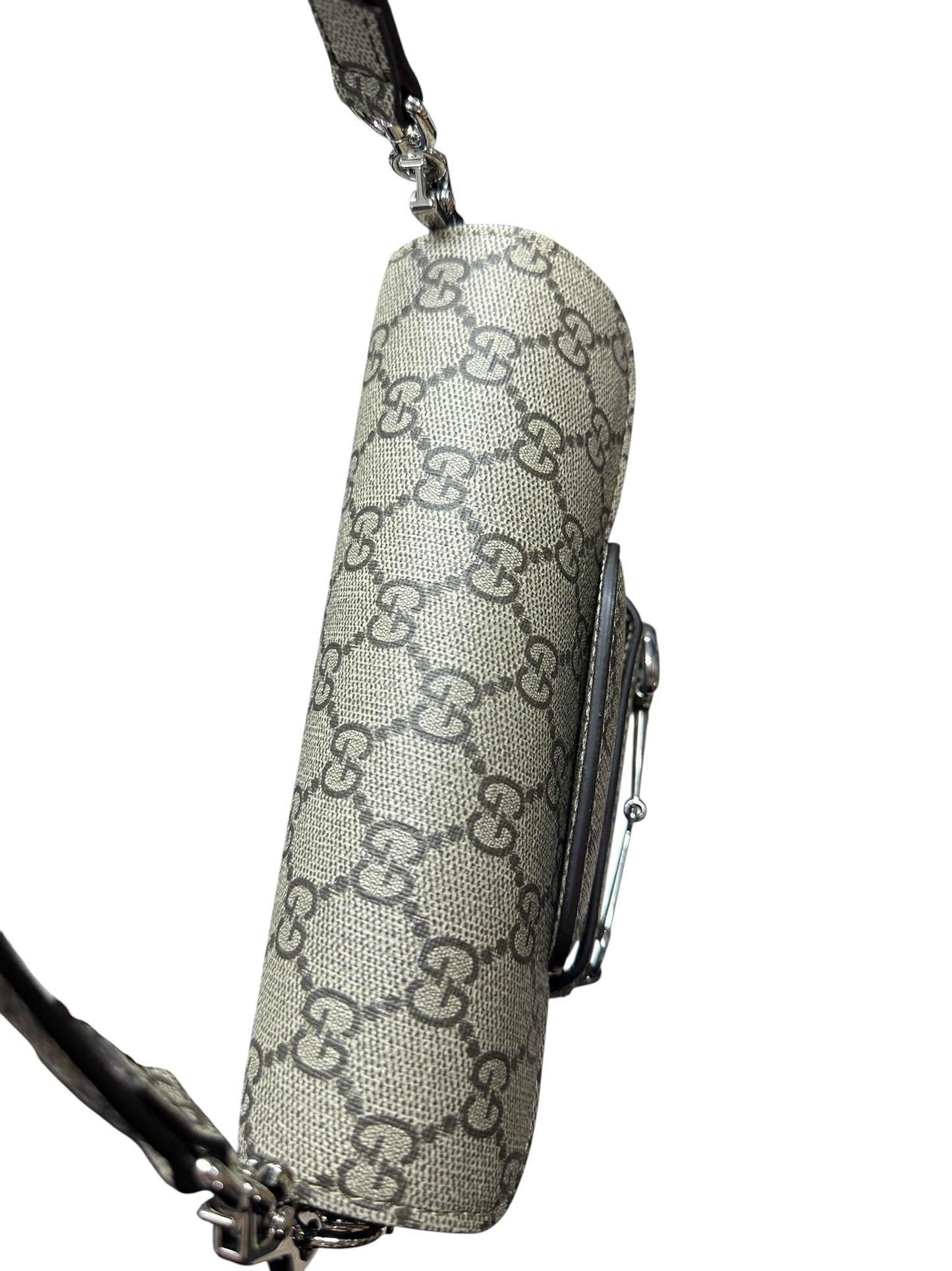 GUCCI GG Supreme Horsebit 1955 Shoulder Bag Beige Silver Hardware | Authentic Pre-Owned Luxury