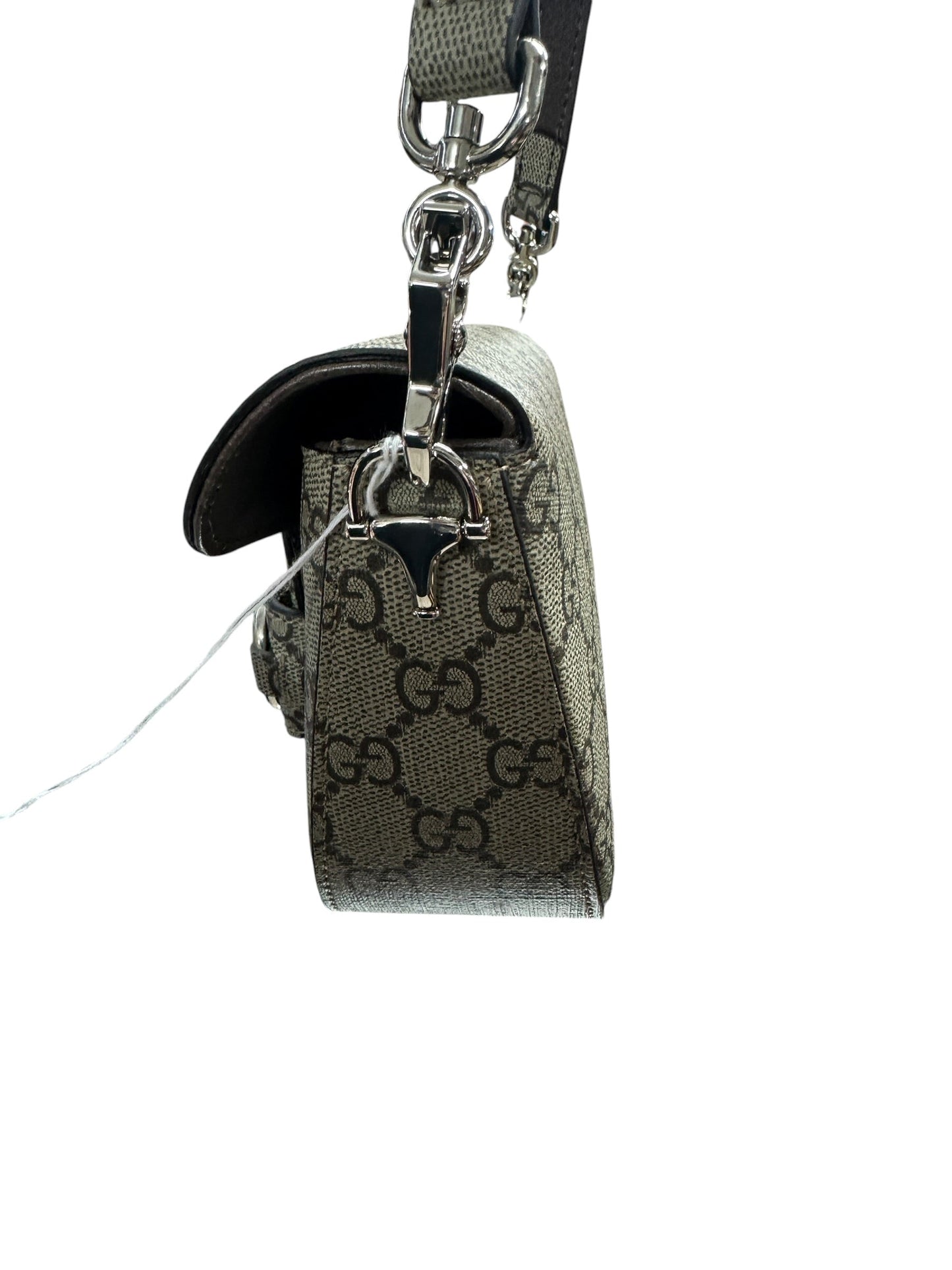 GUCCI GG Supreme Horsebit 1955 Shoulder Bag Beige Silver Hardware | Authentic Pre-Owned Luxury