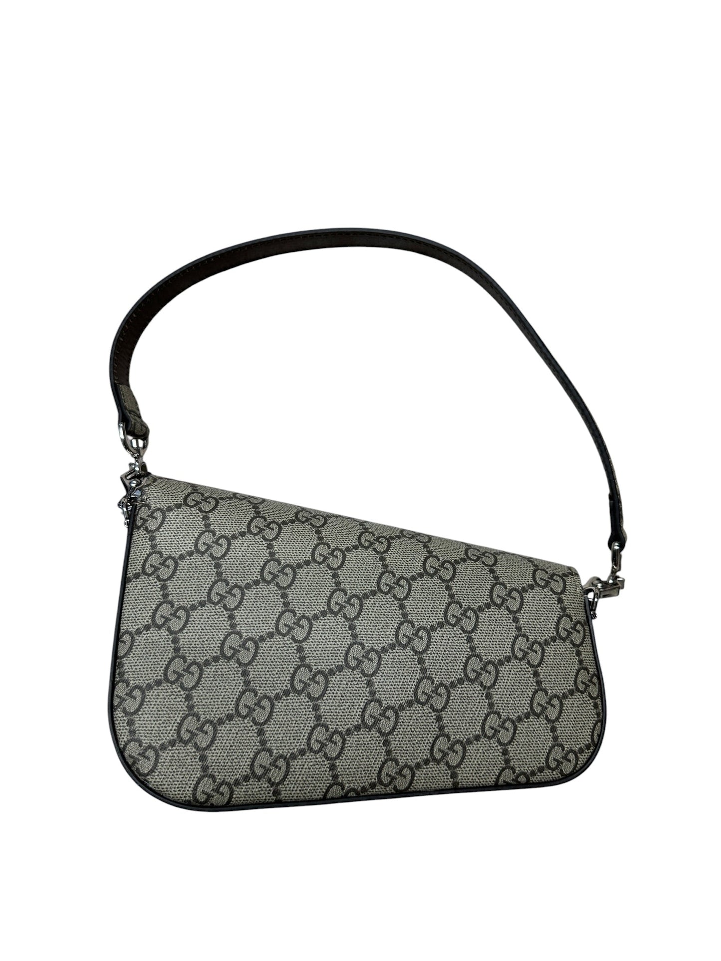 GUCCI GG Supreme Horsebit 1955 Shoulder Bag Beige Silver Hardware | Authentic Pre-Owned Luxury