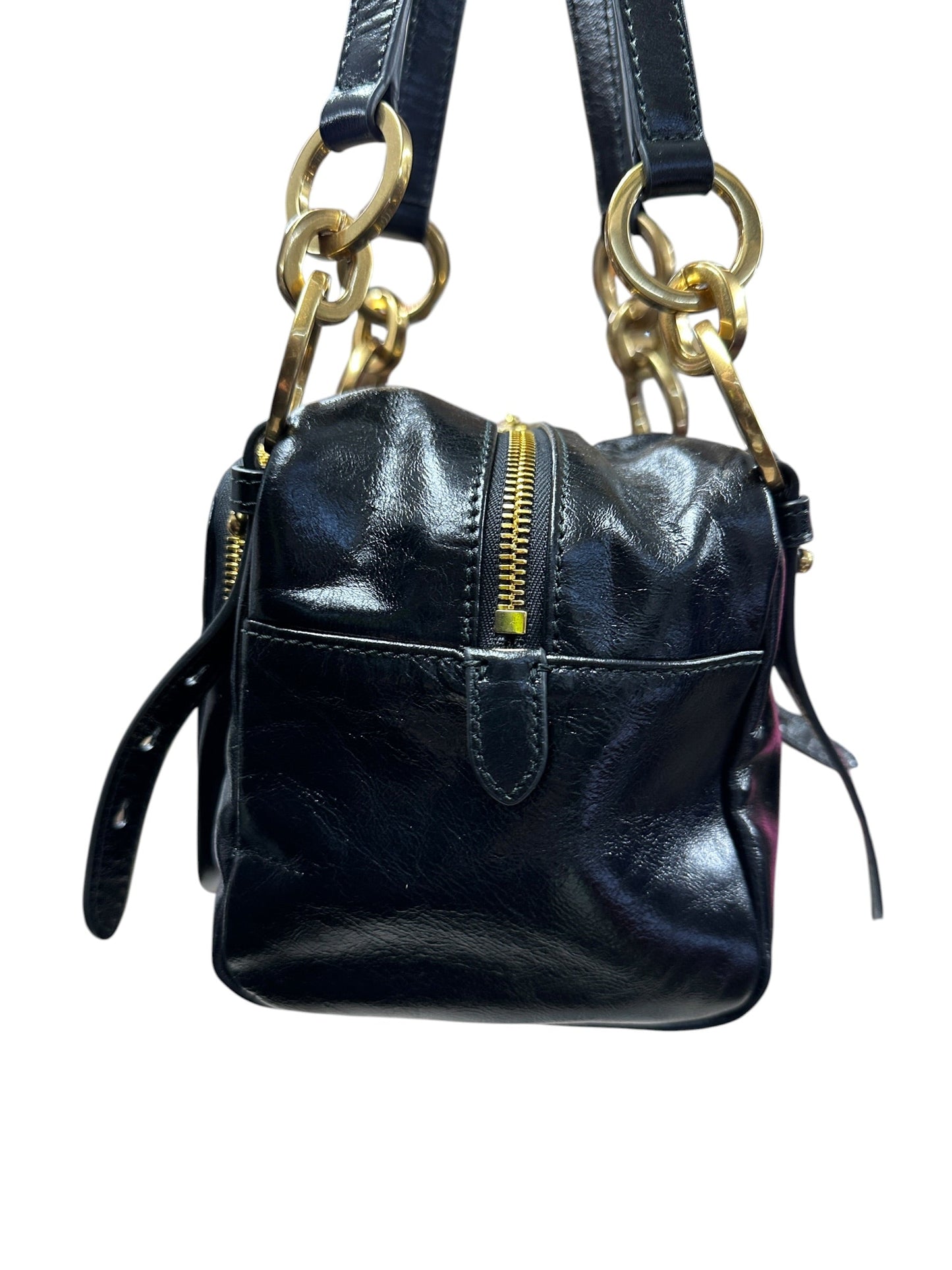 PRADA Glace Calfskin Multi Pocket Shoulder Bag Black Gold Hardware | Authentic Pre-Owned Luxury