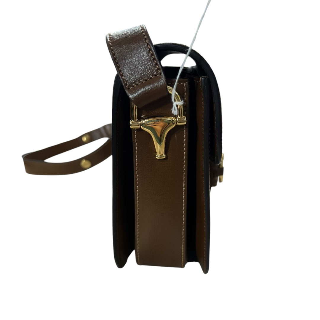 GUCCI GG Supreme Horsebit 1955 Shoulder Bag Beige Brown Gold Hardware | Authentic Pre-Owned Luxury