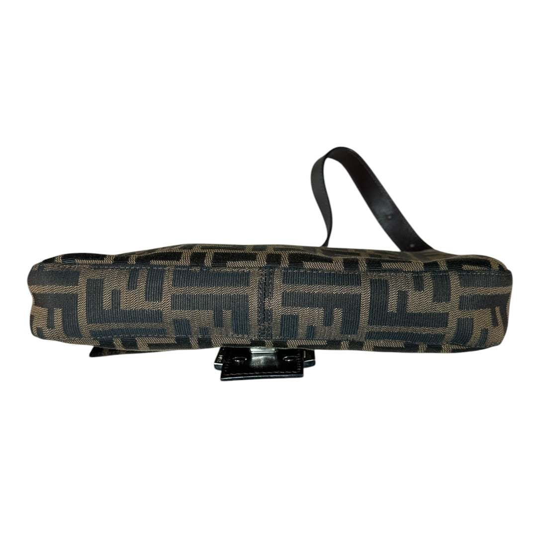 FENDI Zucca Canvas Baguette Shoulder Bag Brown Black Silver Hardware | Authentic Pre-Owned Luxury
