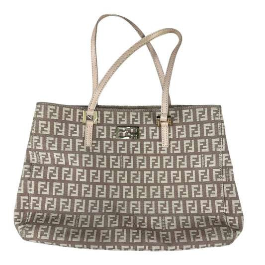 FENDI Zucchino Canvas Tote Shoulder Bag Beige Silver Hardware | Authentic Pre-Owned Luxury