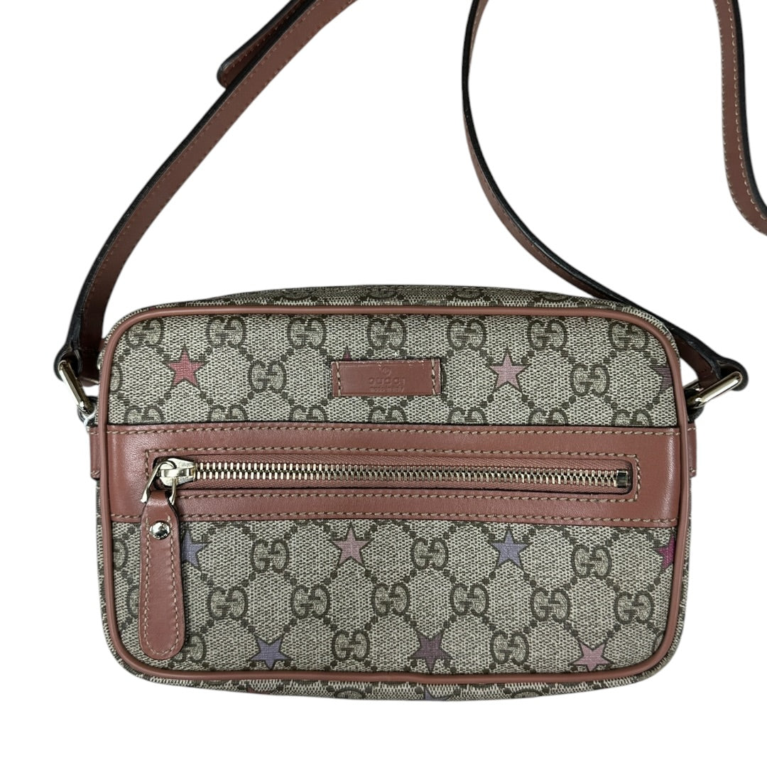 GUCCI GG Supreme Stars Print Crossbody Bag Beige Pink Gold Hardware | Authentic Pre-Owned Luxury