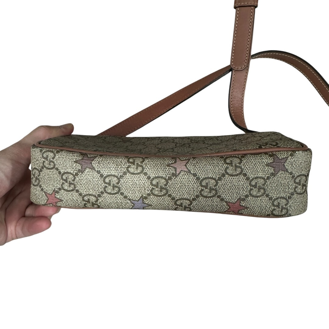 GUCCI GG Supreme Stars Print Crossbody Bag Beige Pink Gold Hardware | Authentic Pre-Owned Luxury