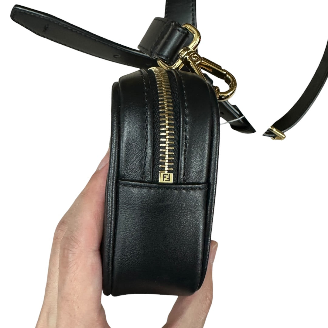 FENDI x VERSACE FENDACE Smooth Leather Camera Crossbody Bag Black Gold Hardware | Authentic Pre-Owned Luxury