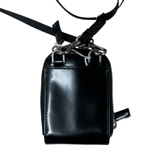 PRADA Brushed Leather Mini Crossbody Bag with Front Pocket Black Silver Hardware | Authentic Pre-Owned Luxury