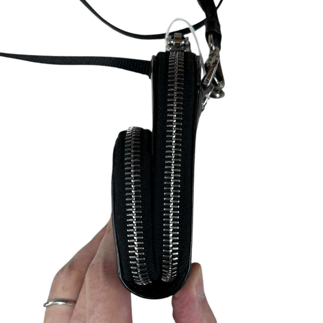 PRADA Brushed Leather Mini Crossbody Bag with Front Pocket Black Silver Hardware | Authentic Pre-Owned Luxury