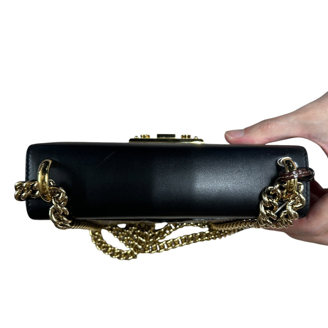 GUCCI GG Supreme Padlock Small Shoulder Bag Beige Black Gold Hardware | Authentic Pre-Owned Luxury
