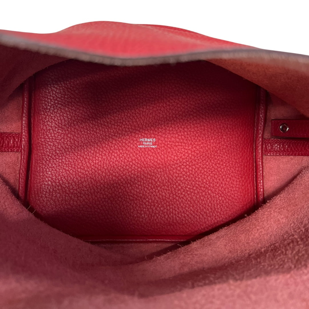 HERMES Clemence Leather Picotin Lock MM Handbag Red Palladium Hardware | Authentic Pre-Owned Luxury