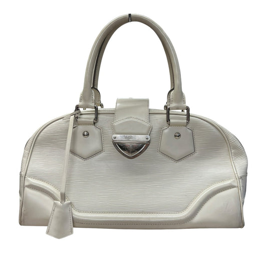 LOUIS VUITTON Epi Leather Montaigne GM Bowling Bag White Gold Hardware | Authentic Pre-Owned Luxury