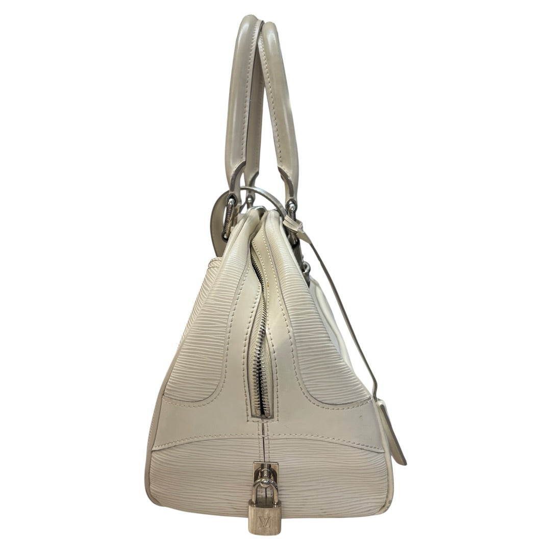 LOUIS VUITTON Epi Leather Montaigne GM Bowling Bag White Gold Hardware | Authentic Pre-Owned Luxury