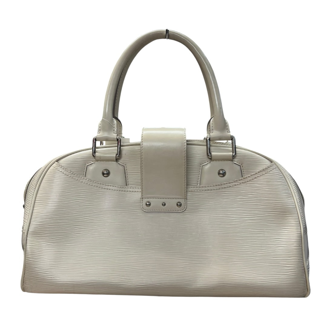 LOUIS VUITTON Epi Leather Montaigne GM Bowling Bag White Gold Hardware | Authentic Pre-Owned Luxury