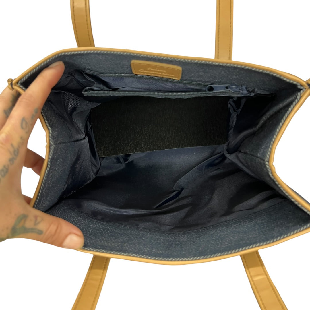Christian Dior Denim Tote Handbag Blue Tan Leather Trim | Authentic Pre-Owned Luxury