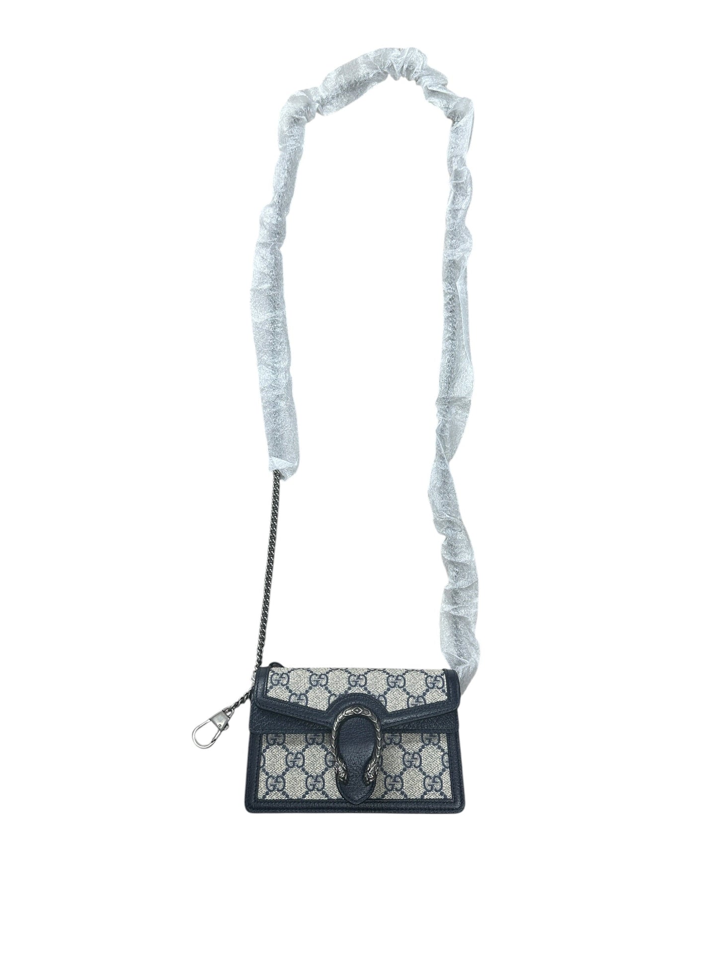GUCCI GG Supreme Dionysus Super Mini Bag Beige Blue Silver Hardware | Authentic Pre-Owned Luxury