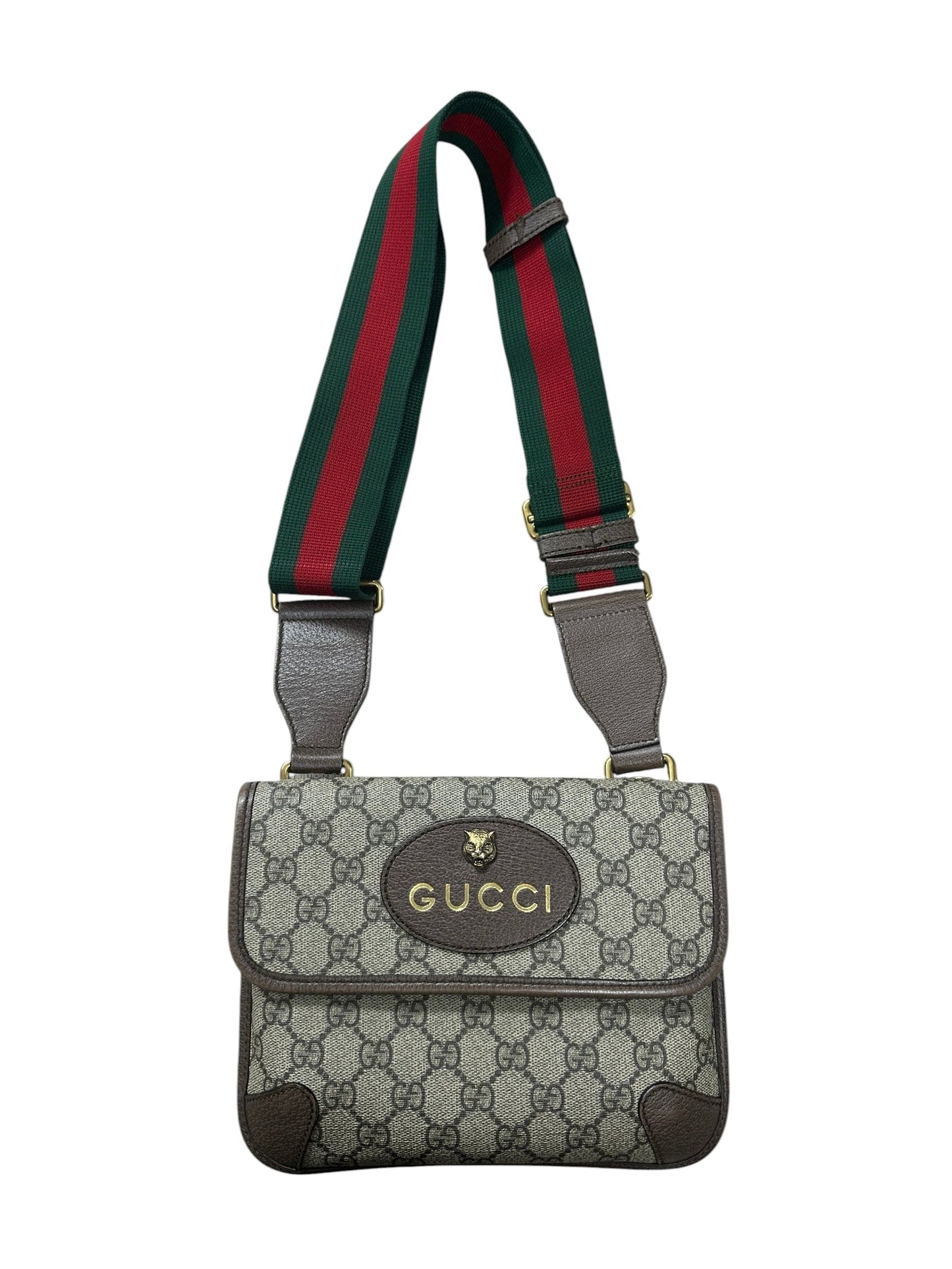 GUCCI GG Supreme Neo Vintage Messenger Bag Beige Ebony Gold Hardware | Authentic Pre-Owned Luxury