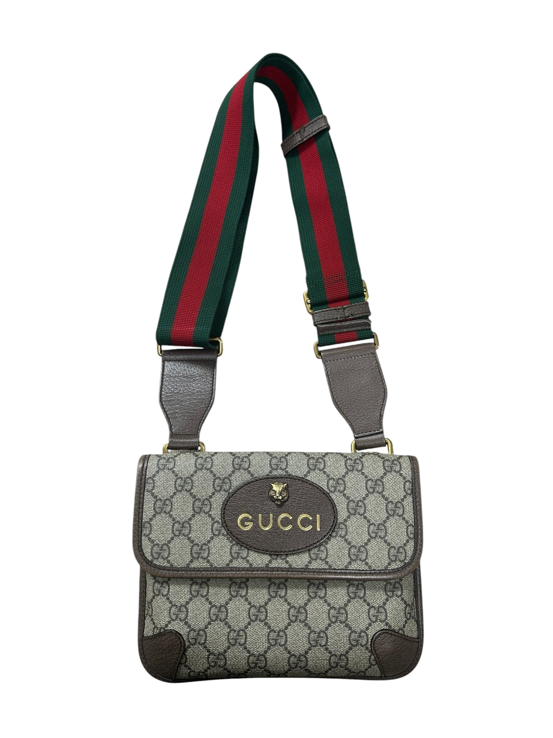 GUCCI GG Supreme Neo Vintage Messenger Bag Beige Ebony Gold Hardware | Authentic Pre-Owned Luxury
