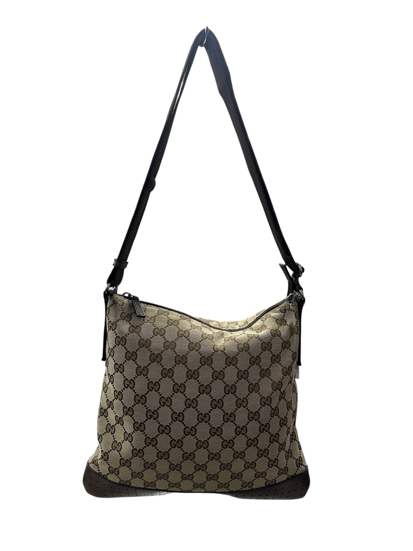 GUCCI GG Canvas Shoulder Bag Brown Silver Hardware | Authentic Pre-Owned Luxury
