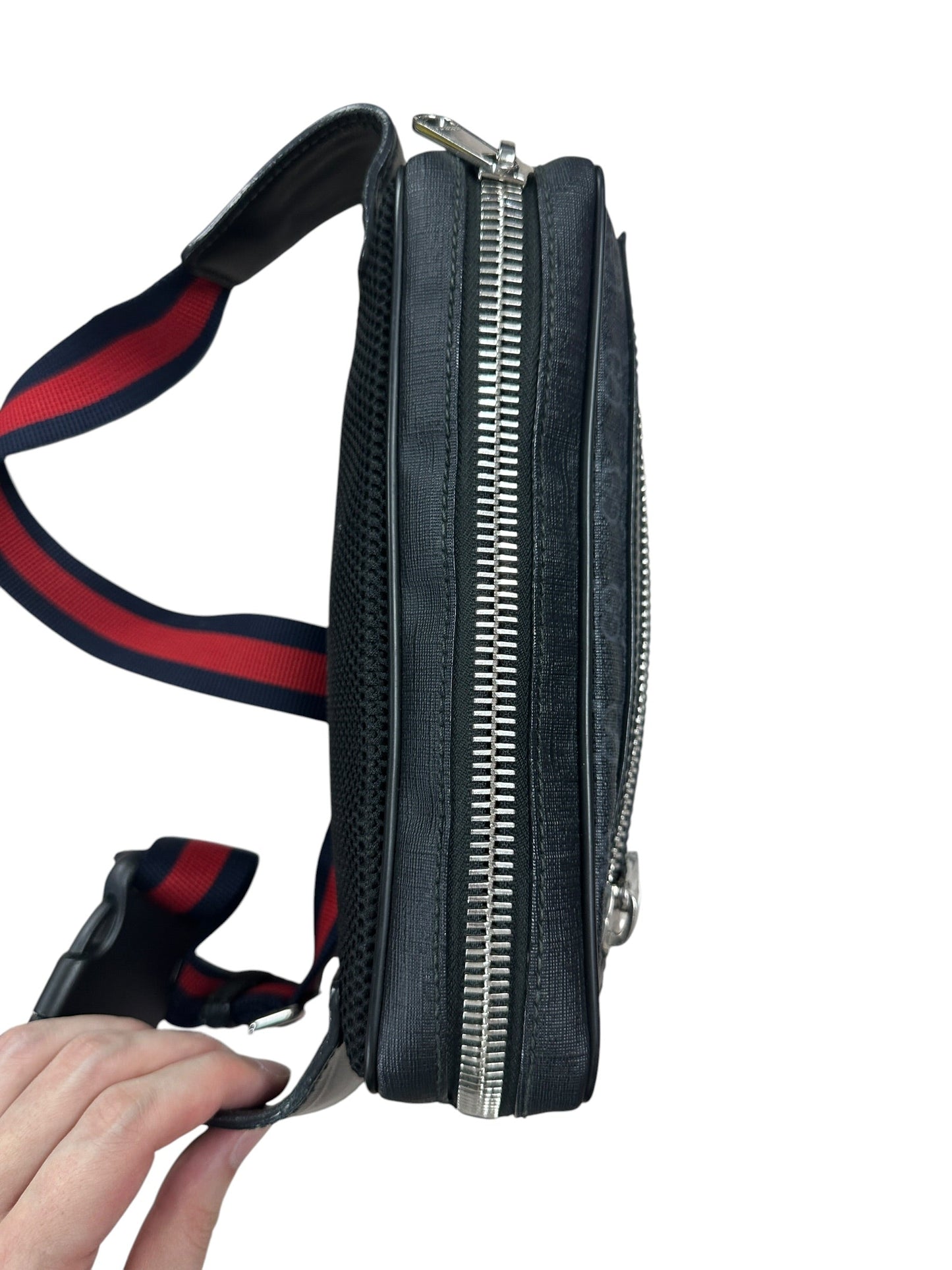 GUCCI GG Supreme Belt Bag Black Silver Hardware | Authentic Pre-Owned Luxury