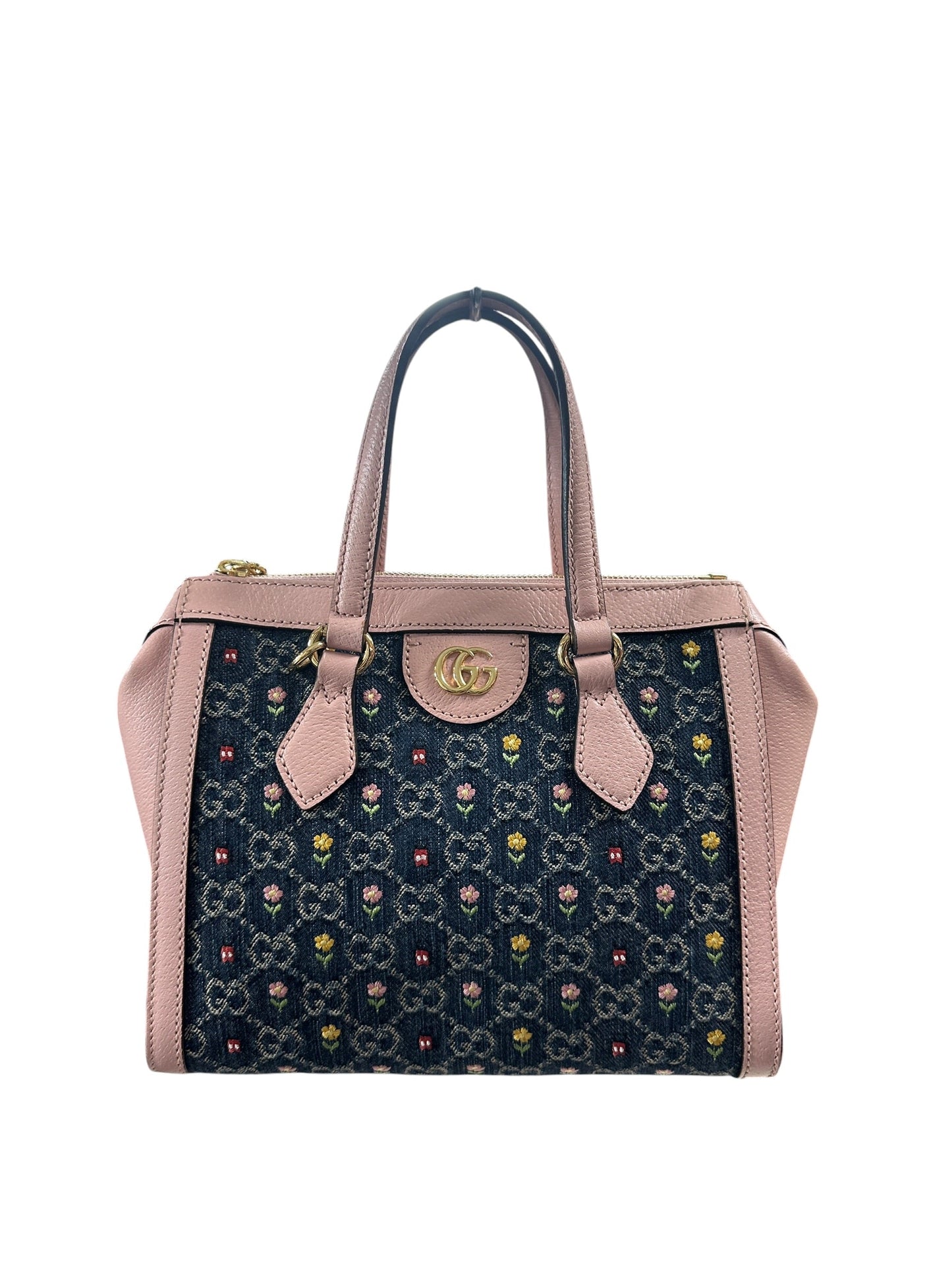 GUCCI GG Denim Ophidia Small Tote Bag Blue Pink Gold Hardware | Authentic Pre-Owned Luxury