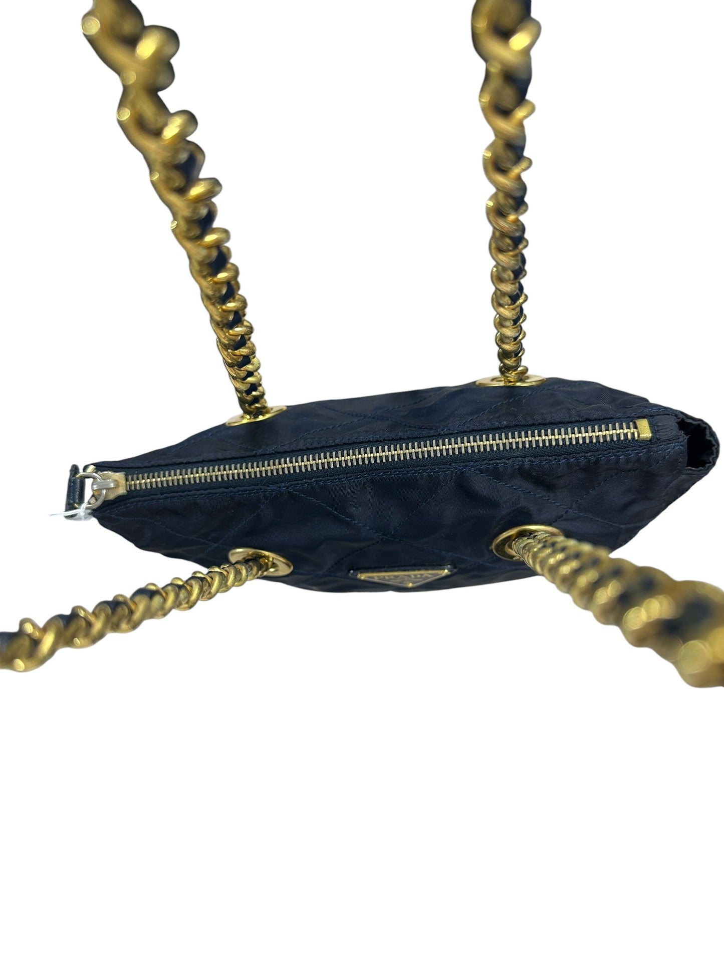 PRADA Tessuto Quilted Chain Shoulder Bag Black Gold Hardware | Authentic Pre-Owned Luxury