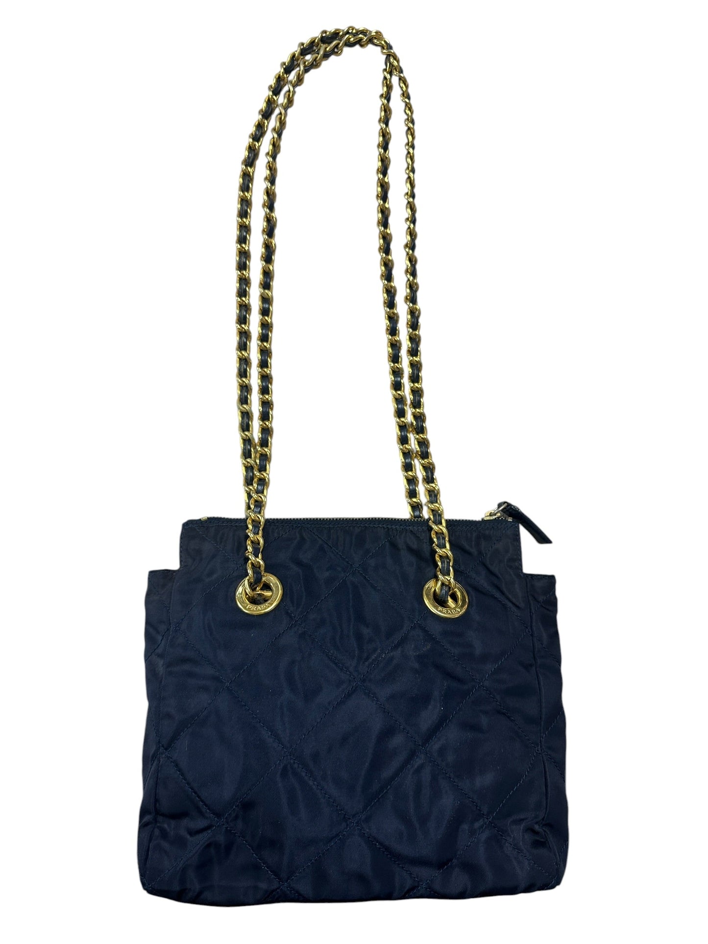 PRADA Tessuto Quilted Chain Shoulder Bag Black Gold Hardware | Authentic Pre-Owned Luxury
