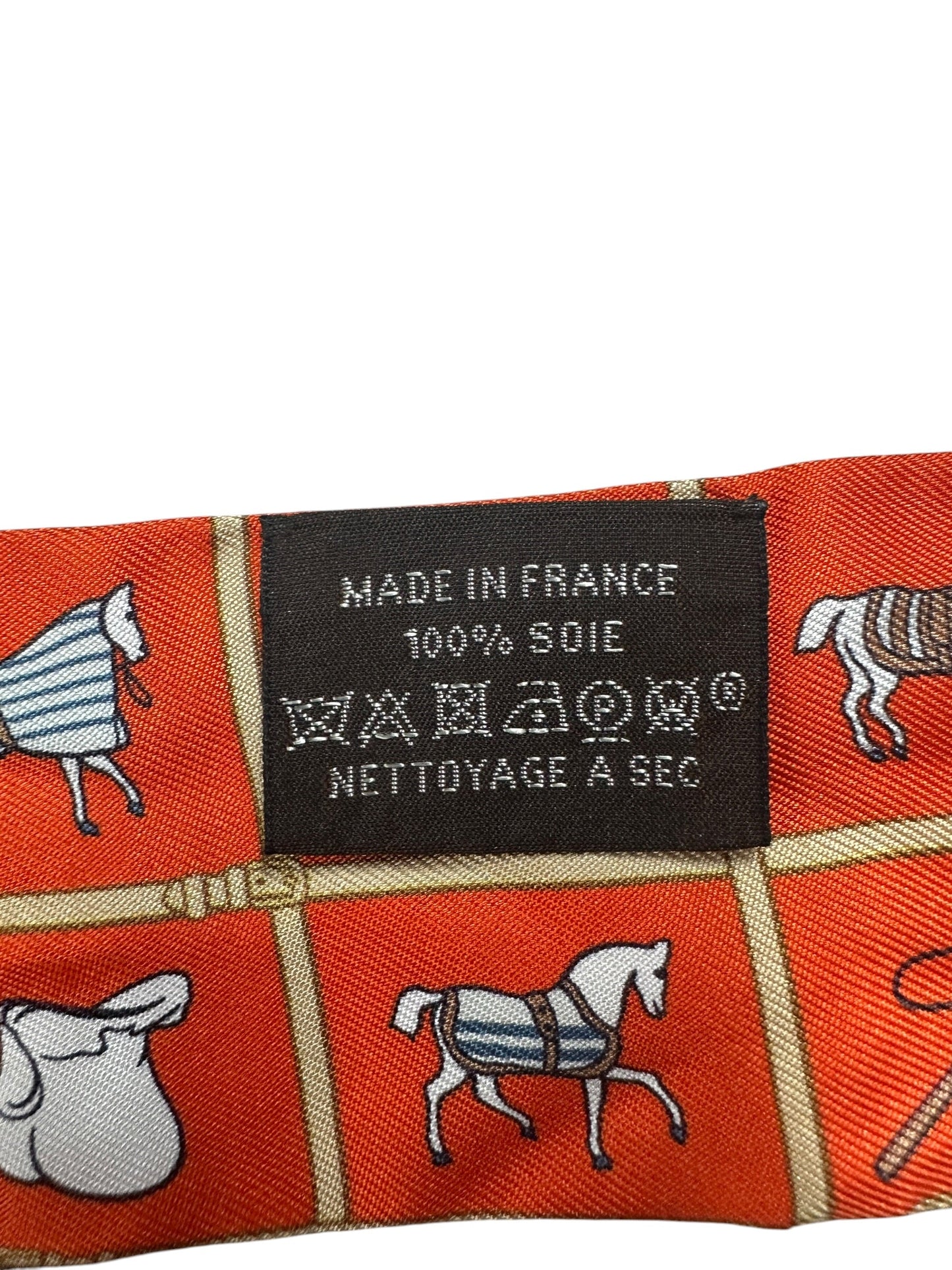 HERMES Silk Twilly Scarf Orange Equestrian Print | Authentic Pre-Owned Luxury