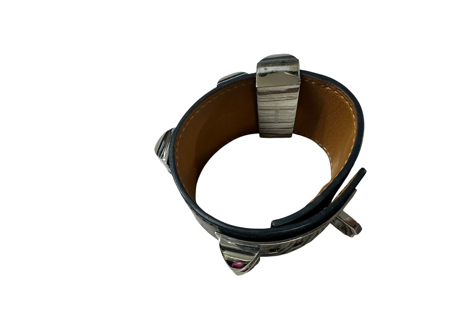 HERMES Leather Collier de Chien CDC Bangle 17cm Black Silver Hardware | Authentic Pre-Owned Luxury
