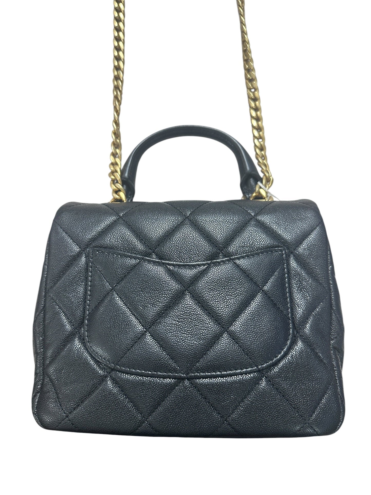 CHANEL Caviar Matelasse 20 Top Handle Bag Black Gold Hardware | Authentic Pre-Owned Luxury