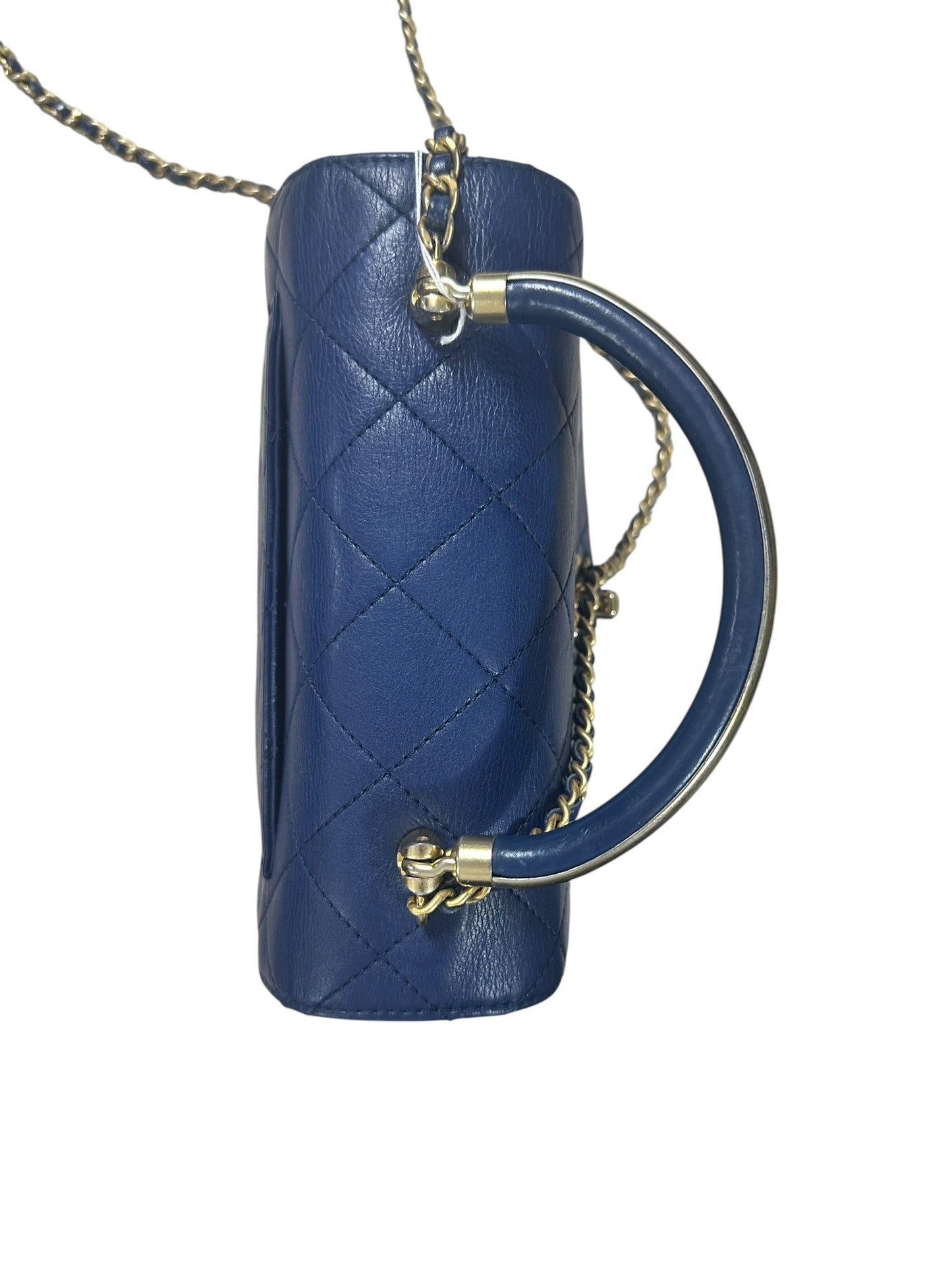 CHANEL Lambskin Matelassé 19 Top Handle Bag Navy Gold Hardware | Authentic Pre-Owned Luxury