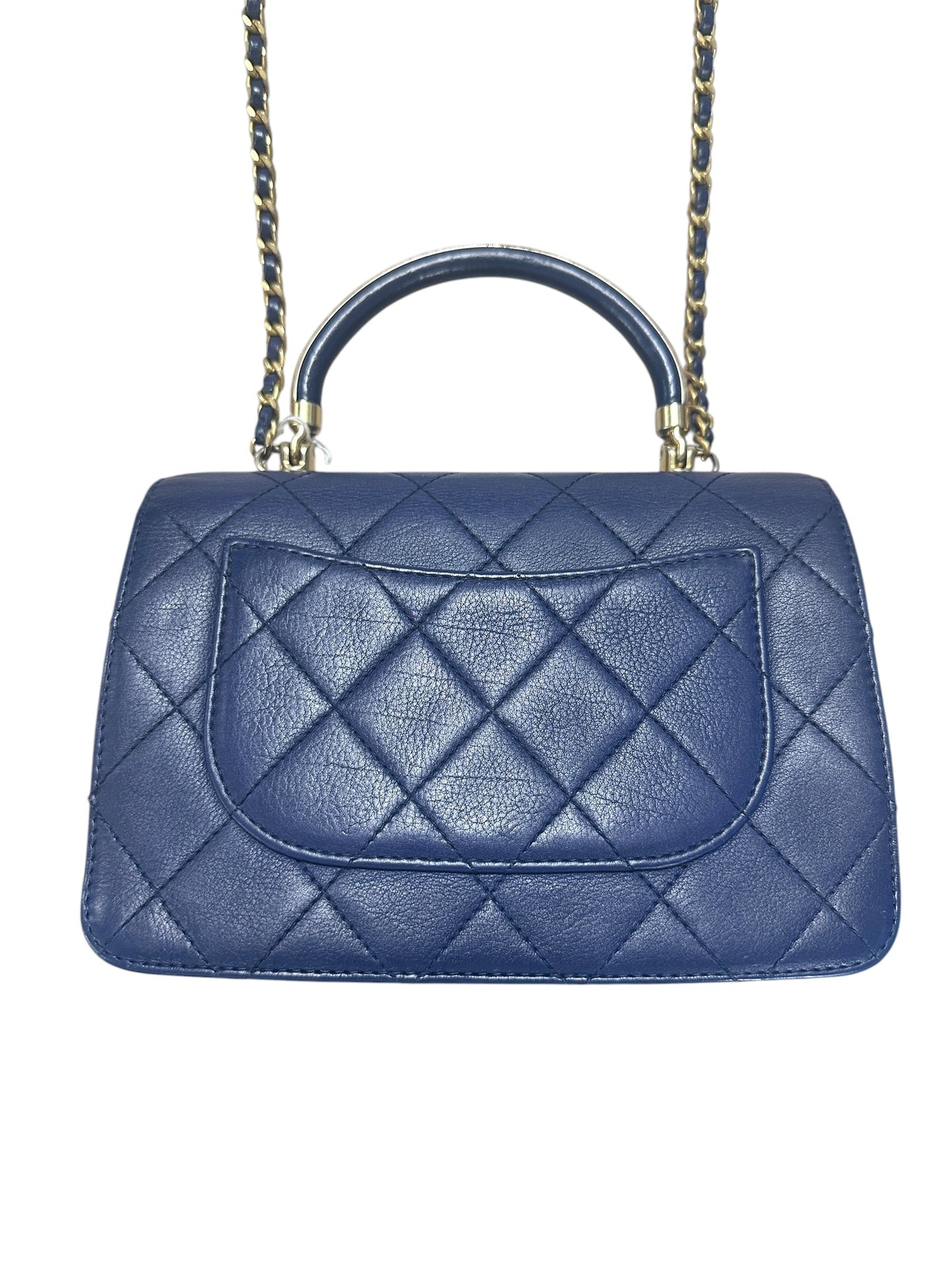 CHANEL Lambskin Matelassé 19 Top Handle Bag Navy Gold Hardware | Authentic Pre-Owned Luxury