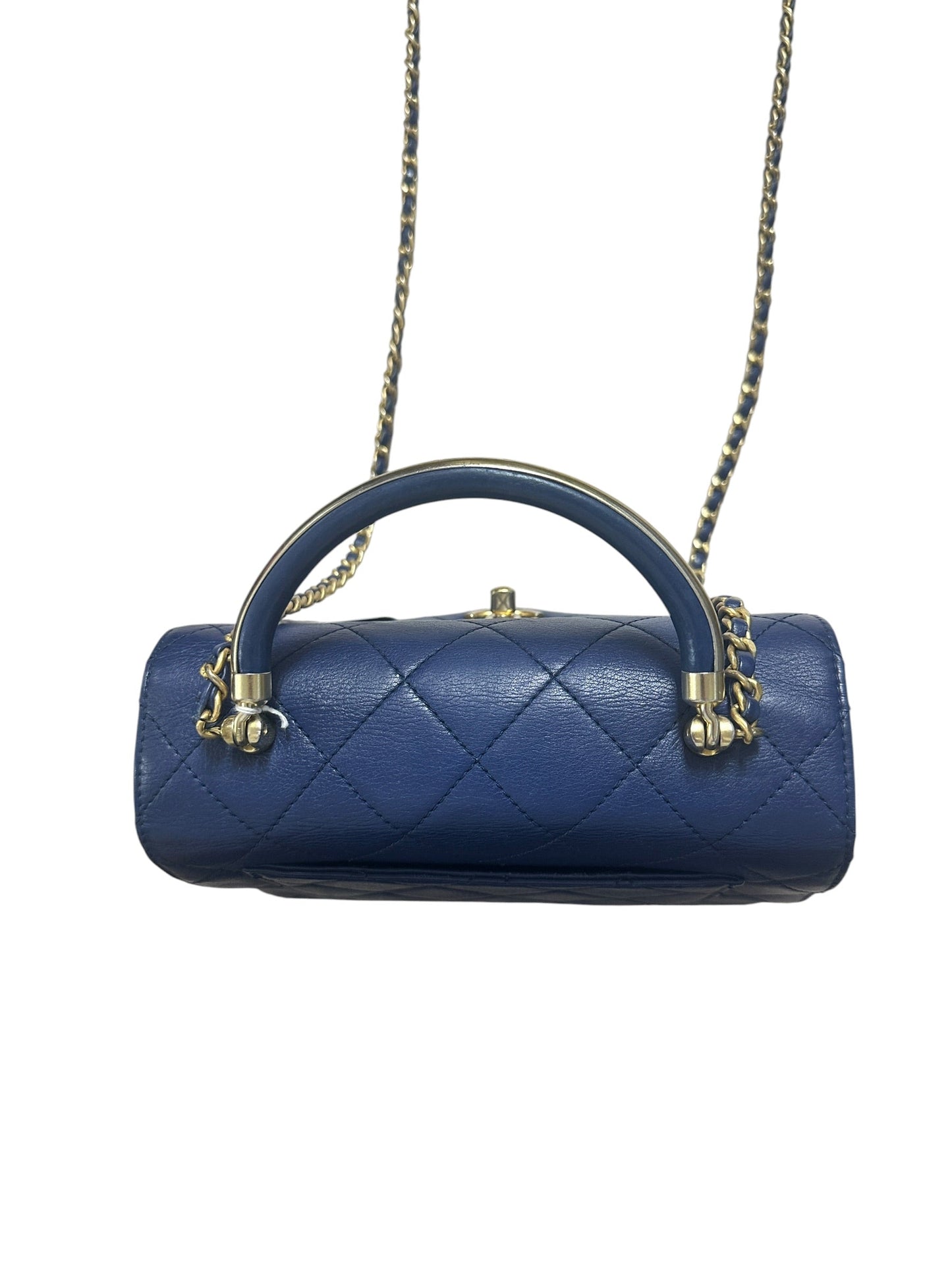 CHANEL Lambskin Matelassé 19 Top Handle Bag Navy Gold Hardware | Authentic Pre-Owned Luxury