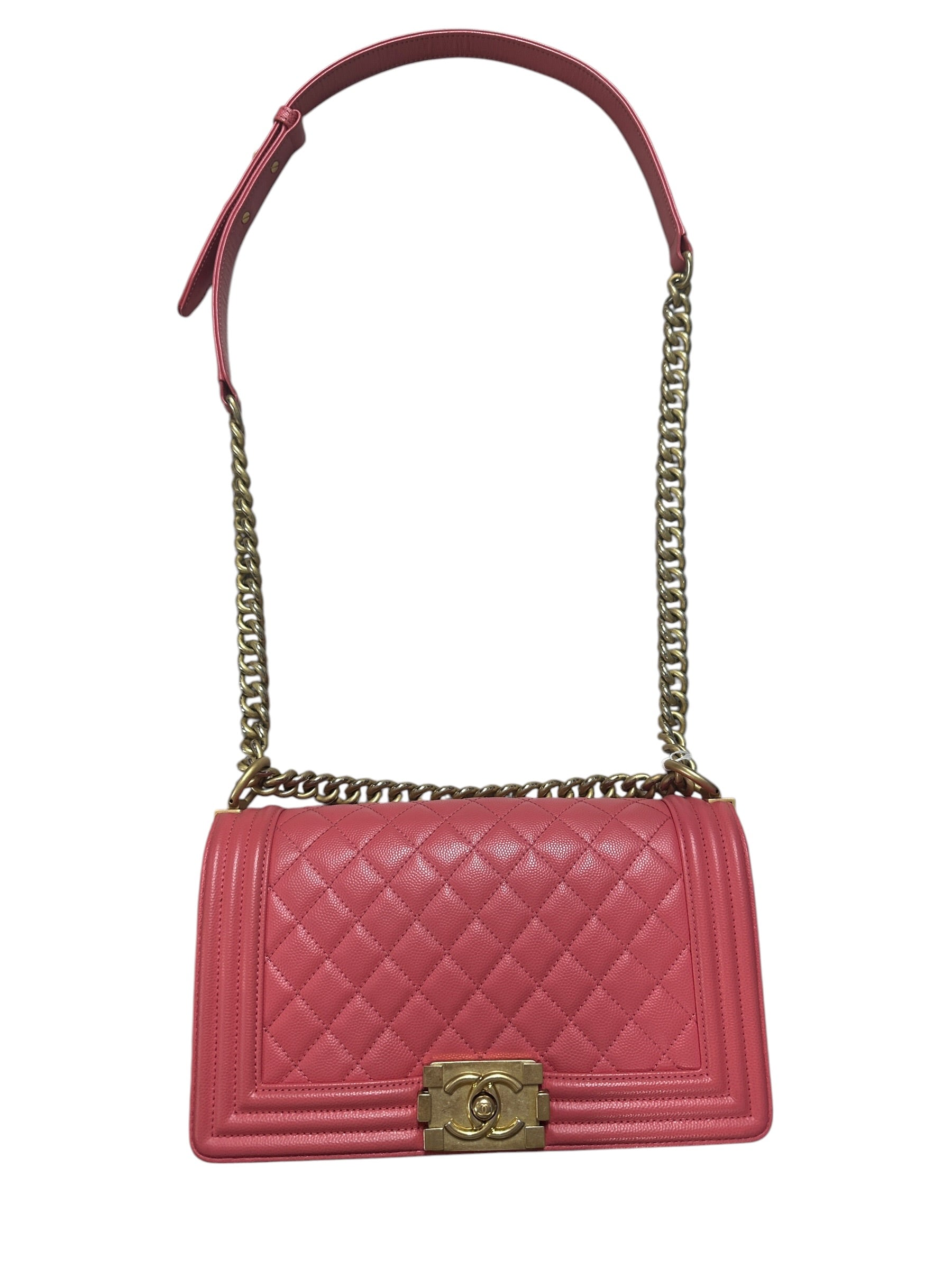 CHANEL Caviar Boy Chanel 25 Shoulder Bag Pink Gold Hardware | Authentic Pre-Owned Luxury