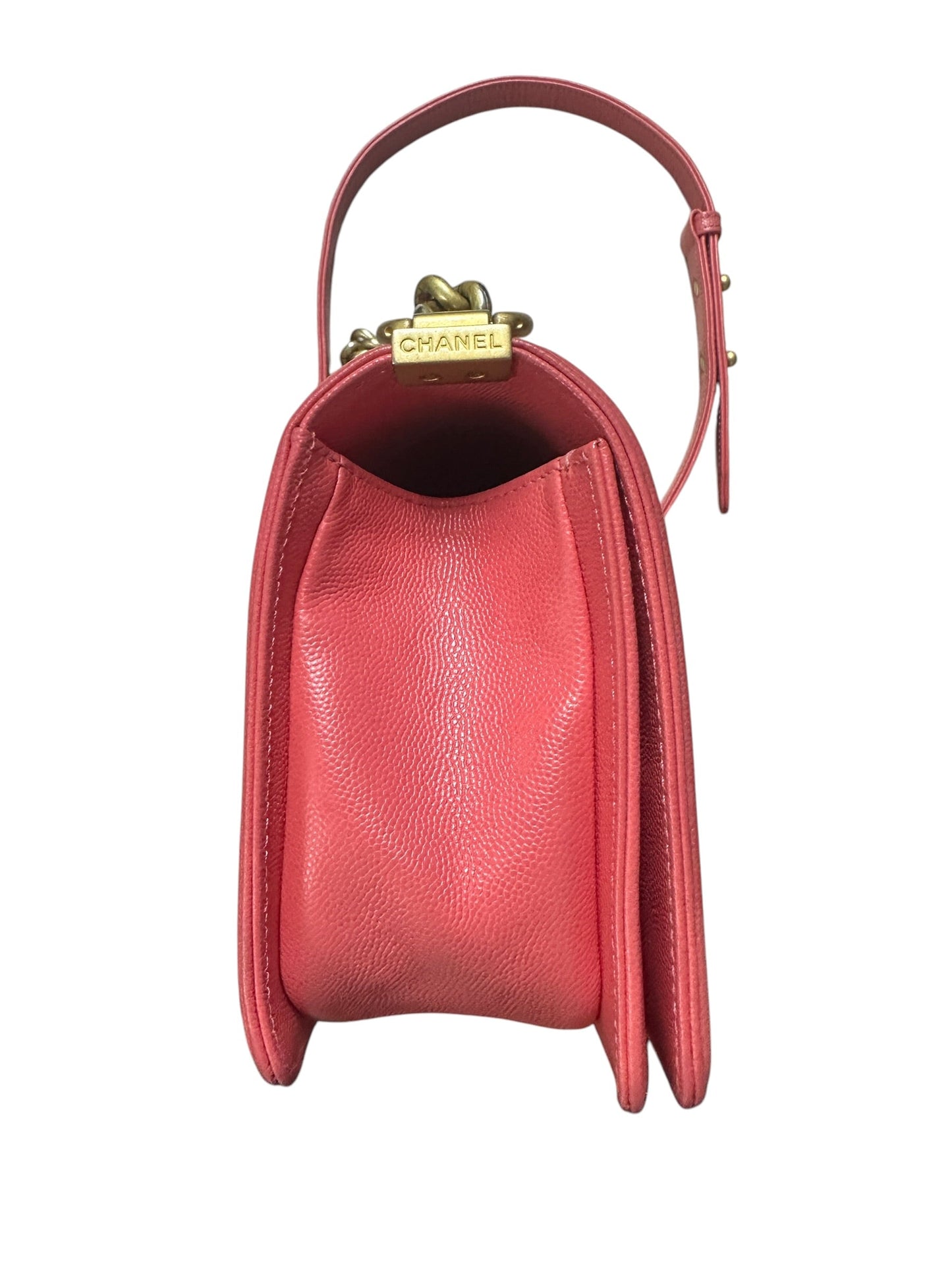 CHANEL Caviar Boy Chanel 25 Shoulder Bag Pink Gold Hardware | Authentic Pre-Owned Luxury