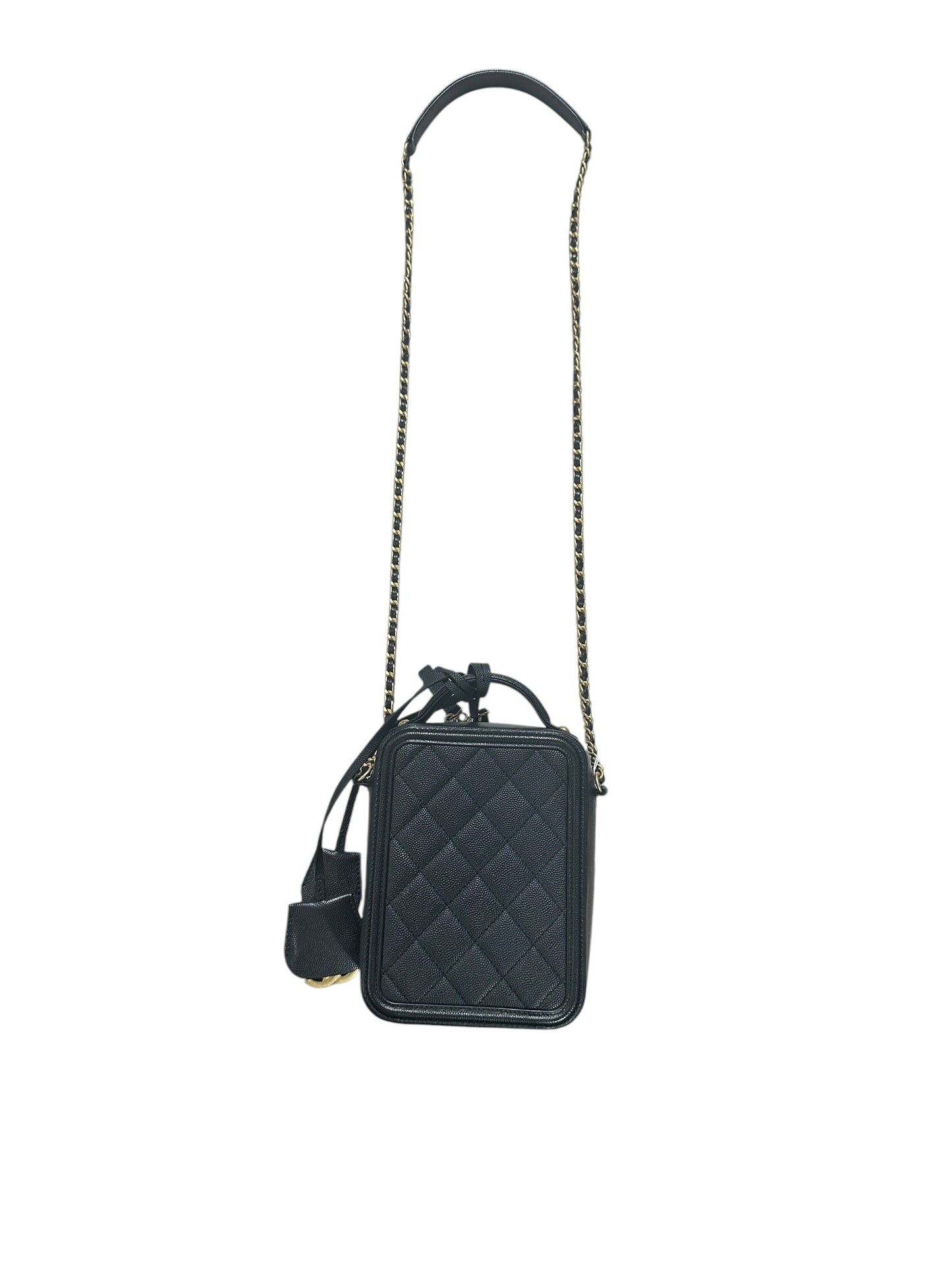 CHANEL Caviar CC Filigree 14 Vertical Vanity 2WAY Black Gold Hardware | Authentic Pre-Owned Luxury