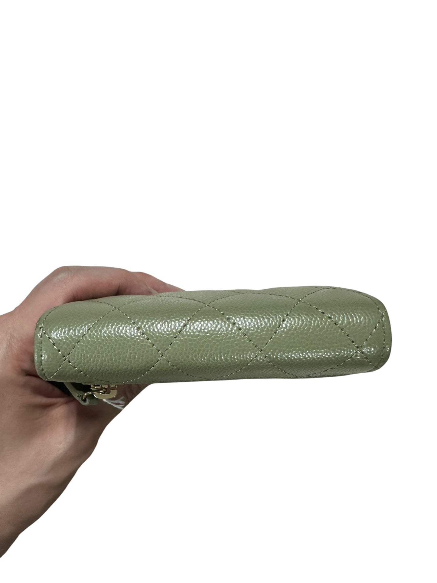 CHANEL Caviar Classic Compact Trifold Wallet Khaki Gold Hardware | Authentic Pre-Owned Luxury