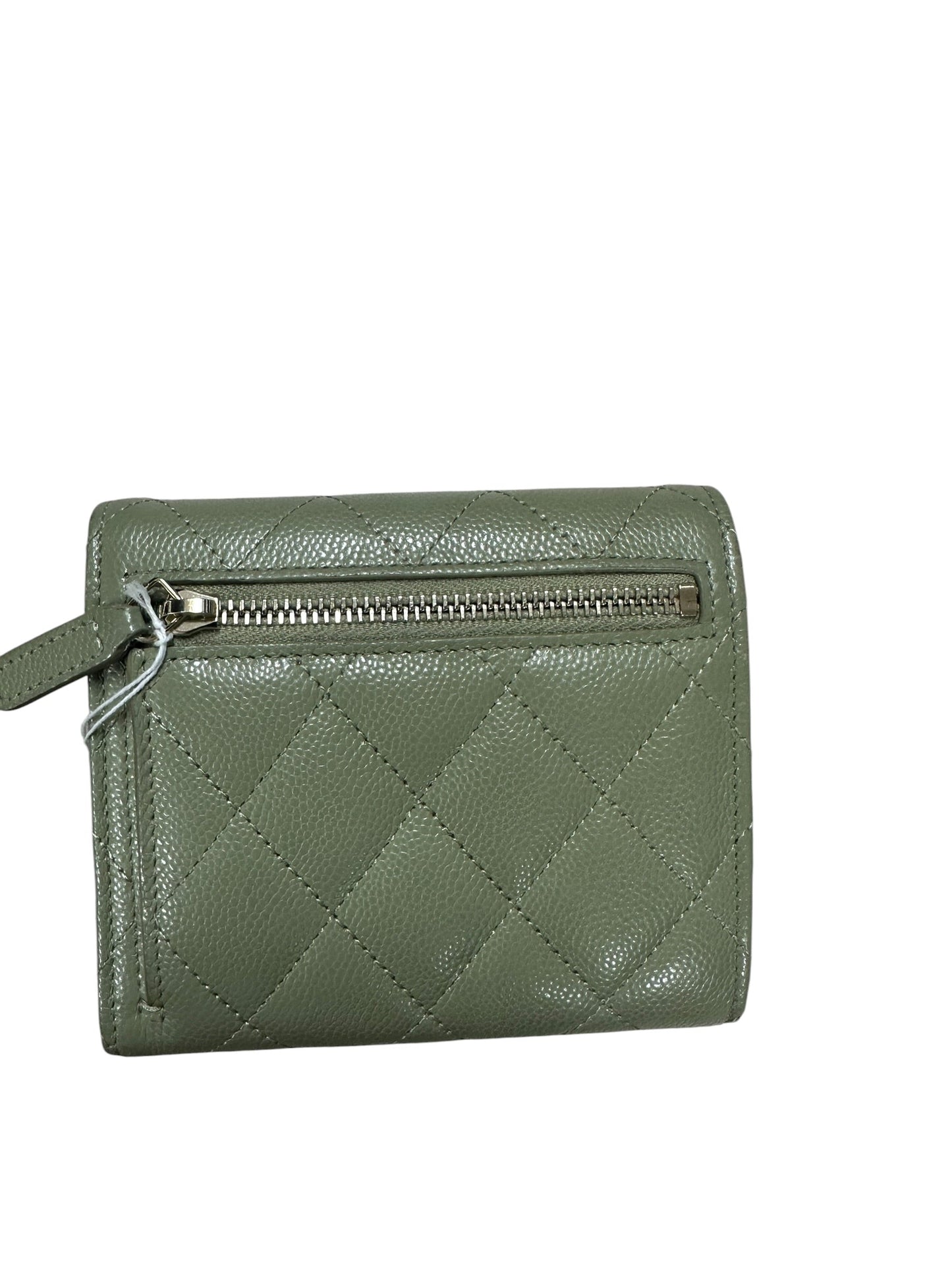 CHANEL Caviar Classic Compact Trifold Wallet Khaki Gold Hardware | Authentic Pre-Owned Luxury