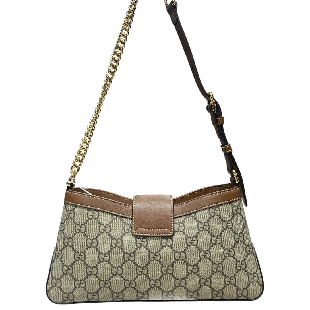 GUCCI GG Supreme Canvas Padlock GG Supreme Shoulder Bag Beige/Brown Gold Hardware | Authentic Pre-Owned Luxury
