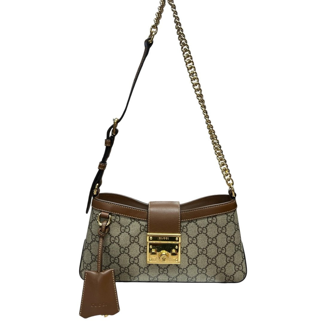 GUCCI GG Supreme Canvas Padlock GG Supreme Shoulder Bag Beige/Brown Gold Hardware | Authentic Pre-Owned Luxury