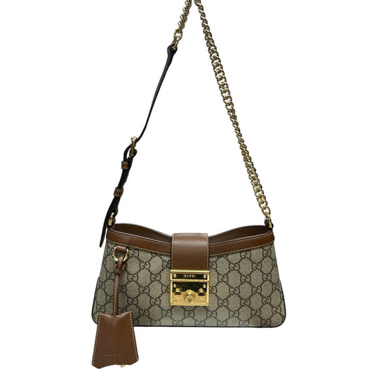 GUCCI GG Supreme Canvas Padlock GG Supreme Shoulder Bag Beige/Brown Gold Hardware | Authentic Pre-Owned Luxury