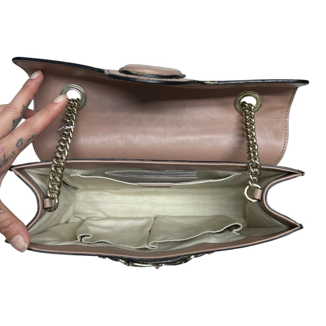 GUCCI Guccissima Leather Horsebit Flap Shoulder Bag Pink Gold Hardware | Authentic Pre-Owned Luxury