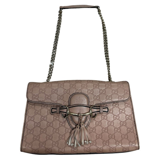 GUCCI Guccissima Leather Horsebit Flap Shoulder Bag Pink Gold Hardware | Authentic Pre-Owned Luxury