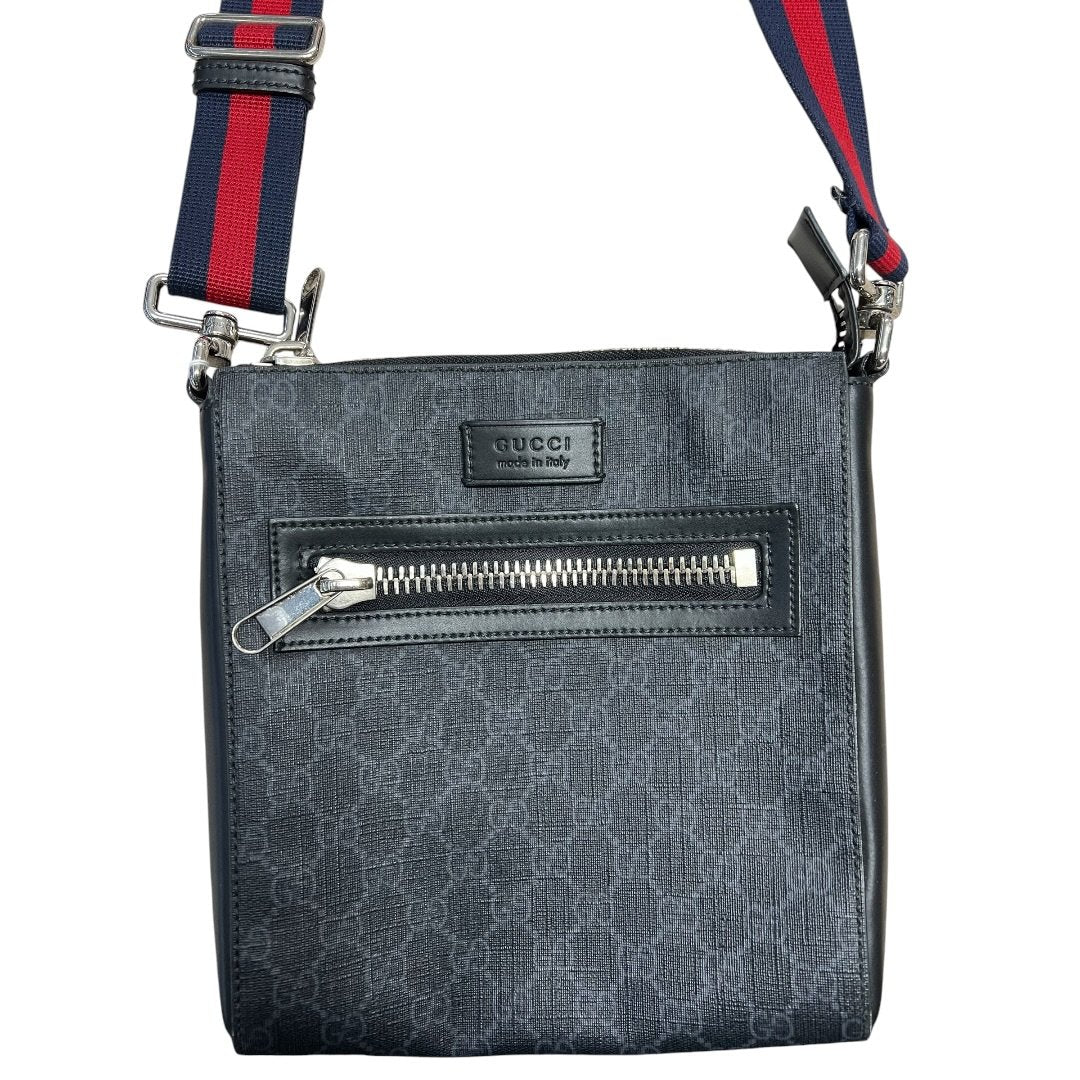 GUCCI GG Supreme Canvas GG Supreme Messenger Bag Shoulder Bag Black, Grey, Red, Blue Silver Hardware | Authentic Pre-Owned Luxury