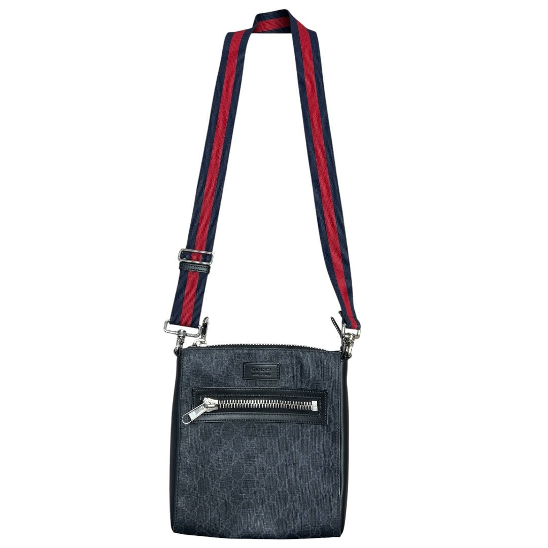 GUCCI GG Supreme Canvas GG Supreme Messenger Bag Shoulder Bag Black, Grey, Red, Blue Silver Hardware | Authentic Pre-Owned Luxury
