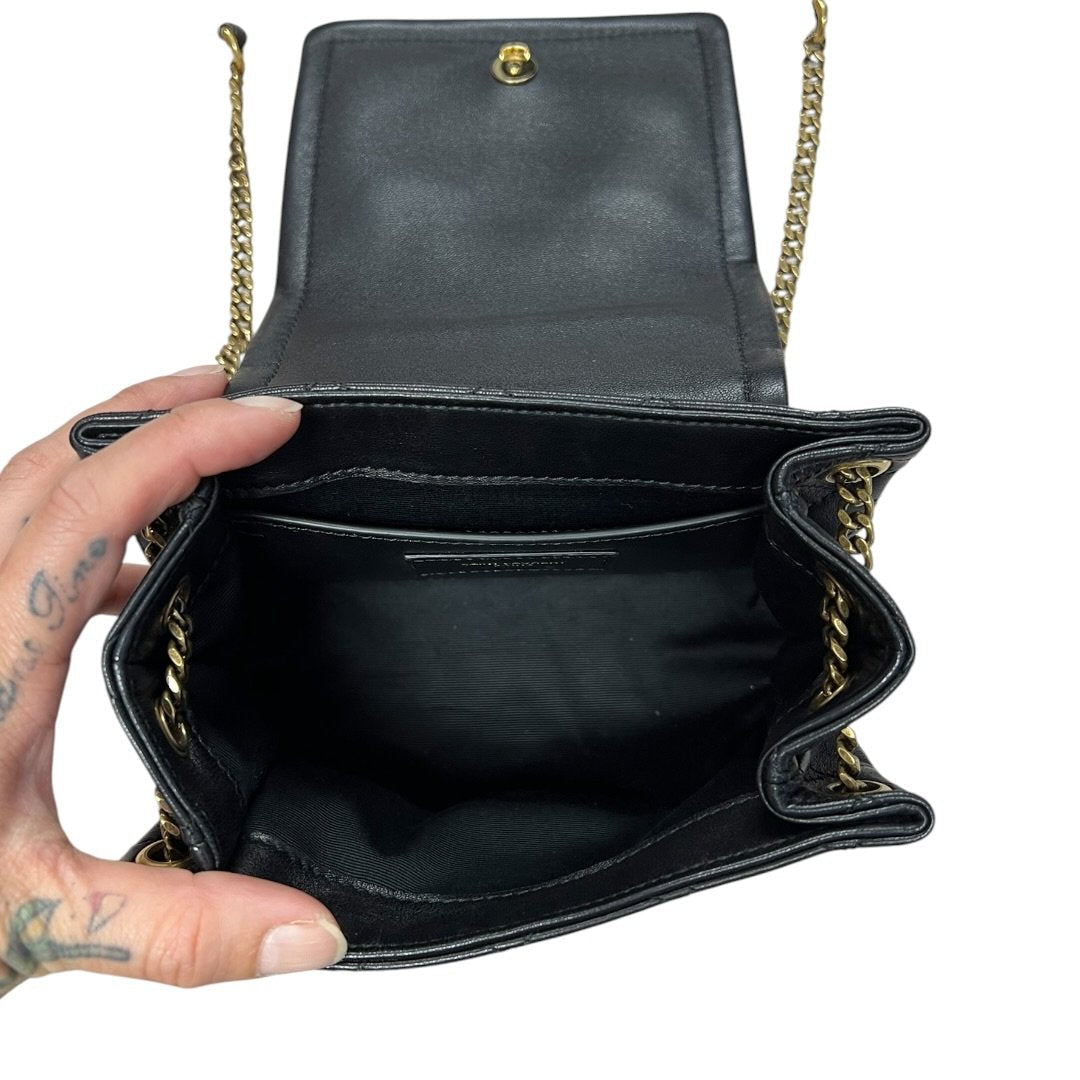 Yves Saint Laurent Lambskin Quilted Shoulder Bag Black Gold Hardware | Authentic Pre-Owned Luxury