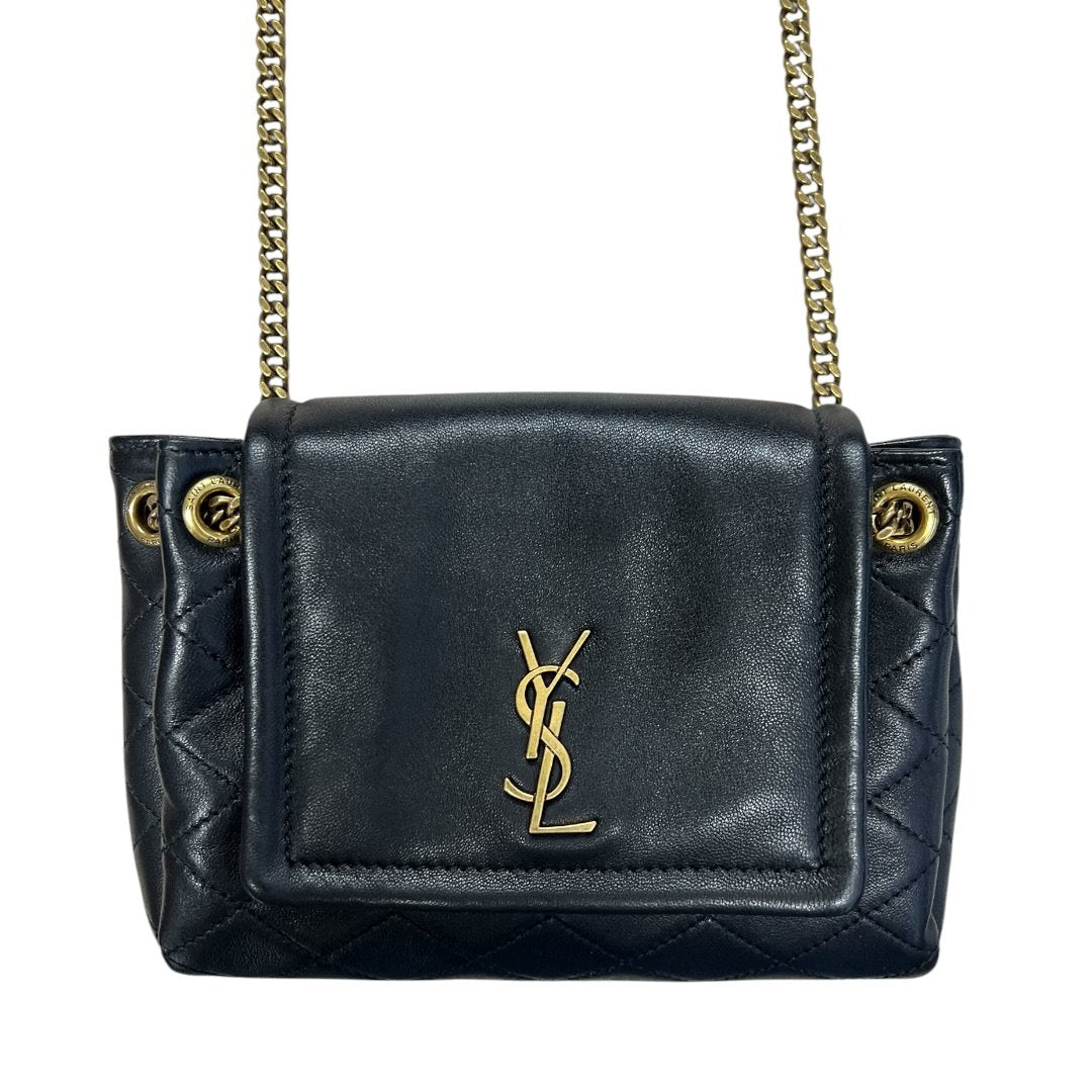 Yves Saint Laurent Lambskin Quilted Shoulder Bag Black Gold Hardware | Authentic Pre-Owned Luxury