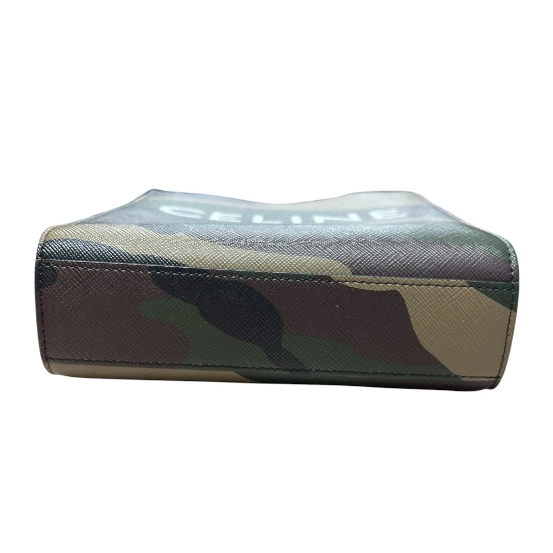 CELINE Coated Canvas Mini Vertical Cabas Handbag Green Camouflage Gold Hardware | Authentic Pre-Owned Luxury